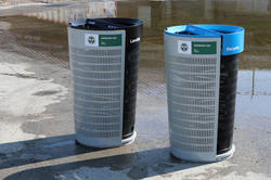 Trash bin by team of RISD alums has an ergonomic design encouraging recycling