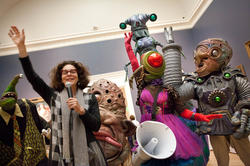 President Rosanne Somerson with a few fun Big Nazo creatures