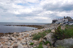 Rhode Island seaside with restaurant