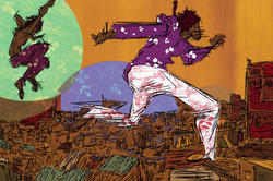 Gijima (2019, silkscreen on paper) from Jazzmen Lee-Johnson 06 FAV's forthcoming afro-futurist graphic novel Grandma’s Lament/Sello sa Nkoko