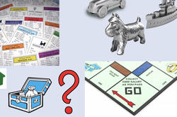 Pieces and elements from Hasbro's Monopoly board game