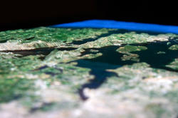 3D-printed prototype with projection-mapped satellite images