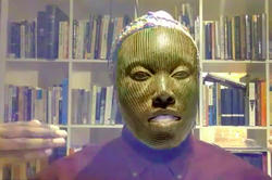 SEI Faculty Fellow Ernest A. Bryant III leads a virtual workshop digitally inhabiting a bronze head from Ife, 2020