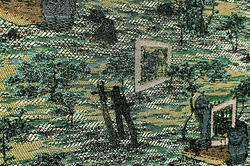 detail of a green textile design