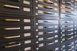 flat file drawers at the Fleet Library