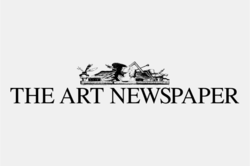 black and white art newspaper logo