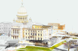 collage rendering of RI State House