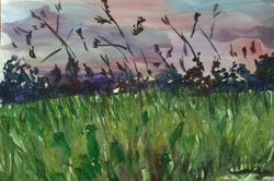 Painting of Block Island grass and evening sky by Ireoluwatoni Asojo BRDD 26 IL