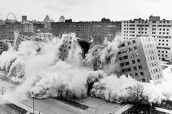 demolition of high-rise housing complex