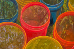colorful photo of gel paints in containers
