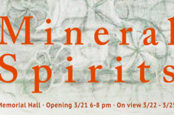 a poster for Mineral Spirits, a Painting exhibition at R I S D’s Memorial Gallery on view from March 22 to March 25