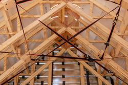 struts and straps inside the roof of the cabin