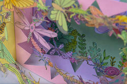 detail of pastel-colored tunnel book