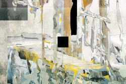 abstract illustration in grays and yellows