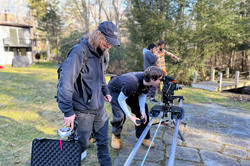 students work with the eMotimo at an off-campus shoot