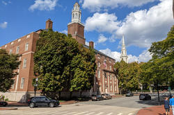 Washington Place, home of the Career Center, on a sunny spring day