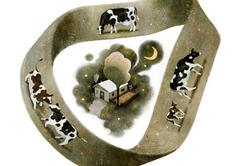 whimsical illustration of cows