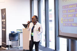 Director of Research Soul Brown welcomes the audience