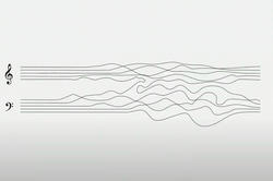 Two music staffs break into squiggly lines