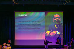 A presentation slide with Martin Luther King Jr.