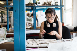 student working in architecture studio