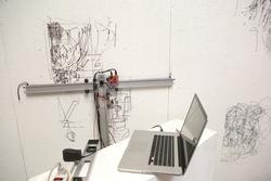 Laptop controlled contraption drawing on wall