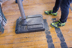 sawdust on the floor of the Industrial Design shop