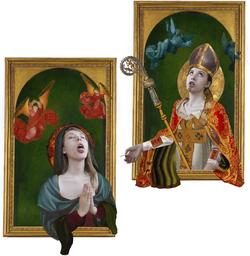 Student work by Ashley Hagerstrand BFA 2018. Satirical photos of art from the Middle Ages.
