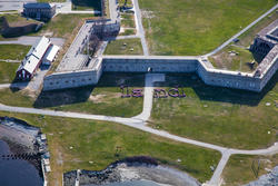 Student work by Charlie Ehrenfried BFA 2018  Malaika Temba BFA 2018. A site specific installation at Fort Adams in Newport, RI.