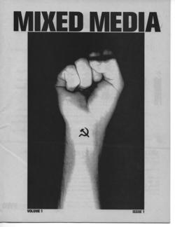 Arm with closed fist and communist wrist tattoo