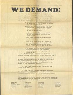 Flyer with list of demands