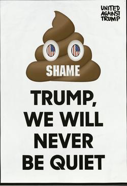 Poop emoji and black text on white poster