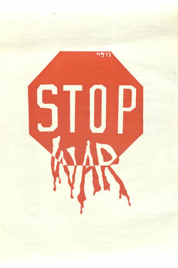Red stop sign with "war" added below