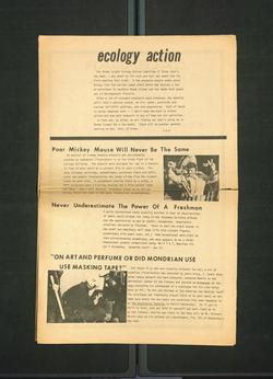 newspaper page with story headline "Ecology Action" at top of page