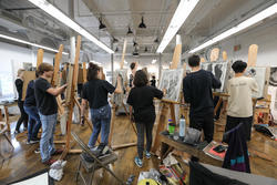 Experimental and Foundation Studies students in the Drawing studio