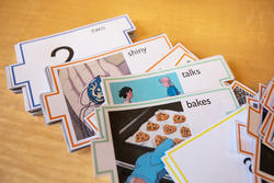 Language learning cards designed by a group of students