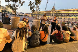 Students sit together in Mexico City