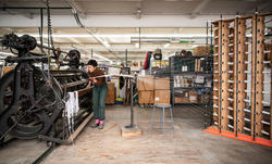 Emily Winter in the Weaving Mill studio space.