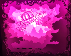 Student work by Illustration alum Leah Lara of a pink carriage flying through pink clouds.