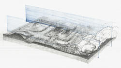 Student work by Landscape Architecture graduate alum Yixuan Hu of a landscape diagram.