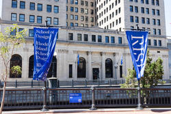 photo of risd banners across canal walk