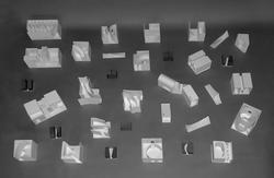 Student work by Interior Architecture graduate alum Daeun Kim of various diagrams on a gray background.