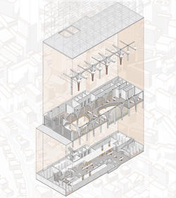 Student work by Interior Architecture student Dongyang Chen of a structural diagram.