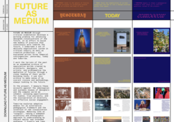 Student work by Graphic Design graduate alum Georgina Nolan titled Future as Medium using visuals to display yesterday, today and tomorrow.