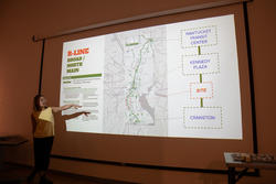 A student gives a presentation