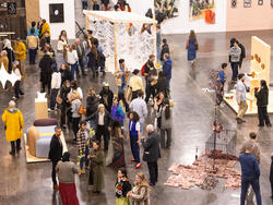 image shot from above of crowded opening night