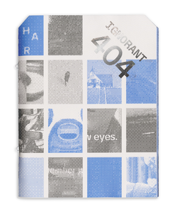 Graphic Design student work by Sarah Qianyin Feng of their black and blue booklet "Ignorant 404".